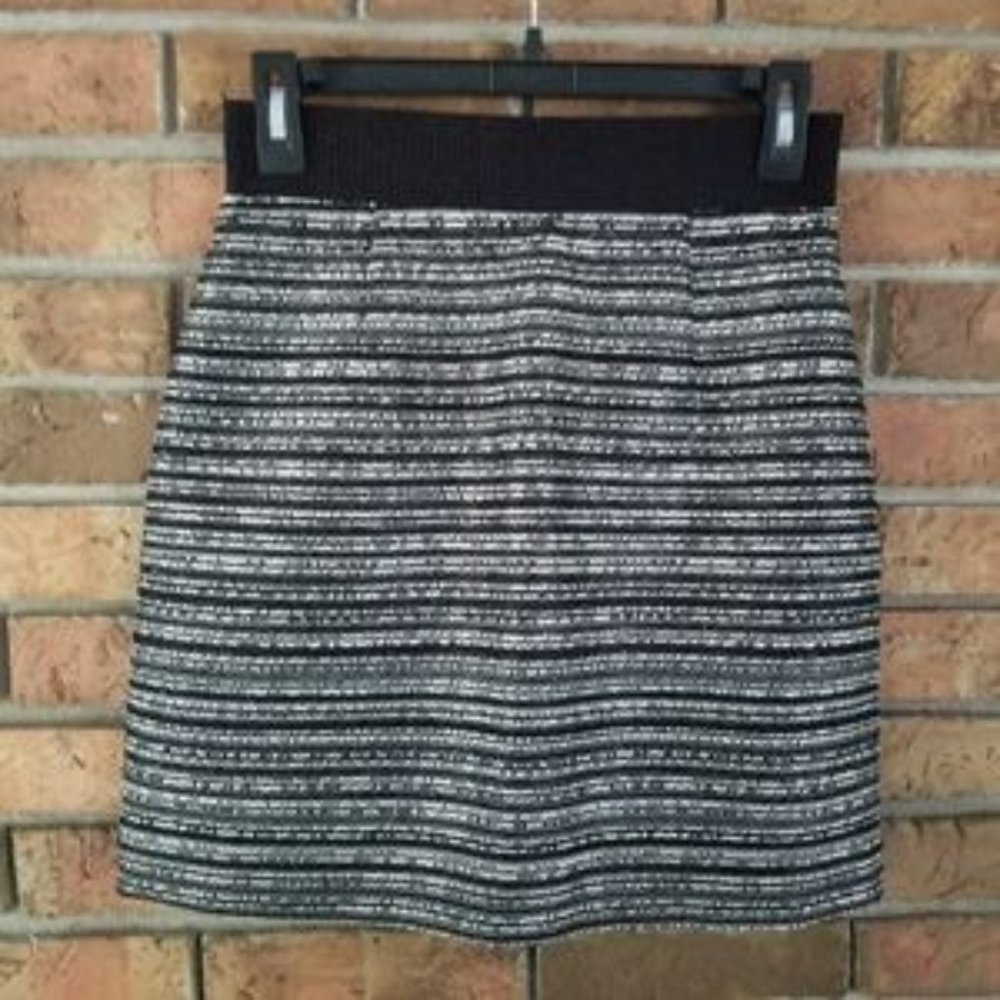Milly Tweed black and white Striped Skirt